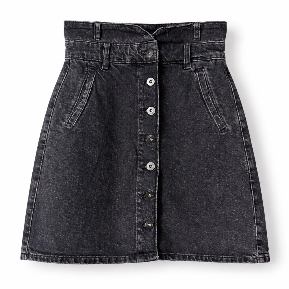 Pilcro & the Letterpress Black High-Waist Button Front Skirt 0